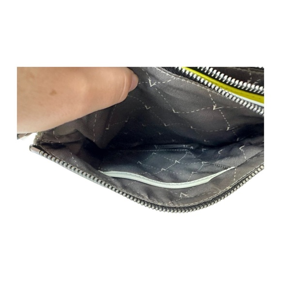 Vince Camuto Neve Crossbody Bag Snow White & Citron Yellow Pebbled Leather - Picture 11 of 16